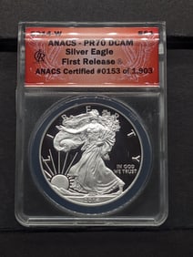2014-W PROOF American Silver Eagle - ANACS Cert. PR70 DCAM *First Release*