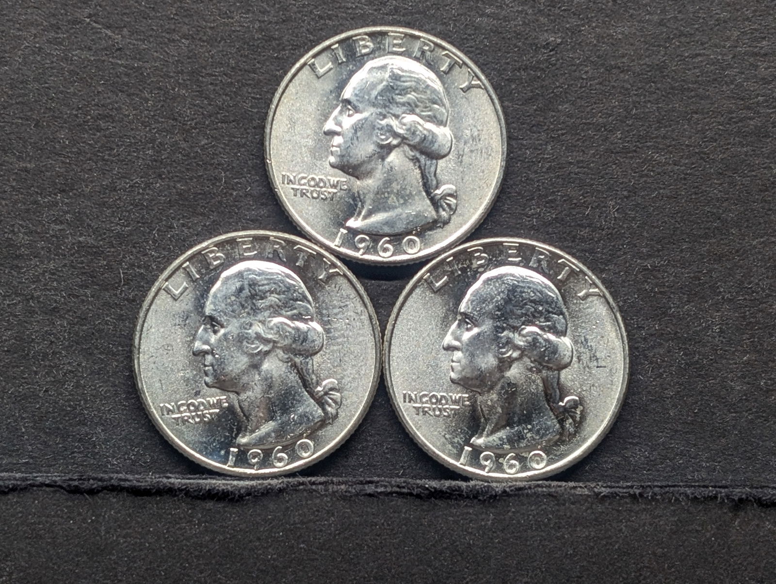 (3) 1960-D Washington Silver Quarter High BU (1 of 2)