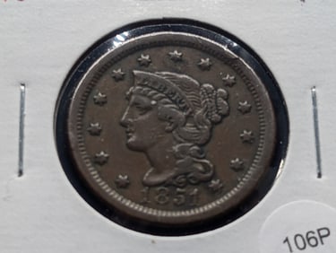 1851 Large Cent, Very Fine