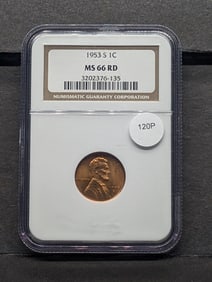 1953-S Lincoln Cent MS66 Red NCG