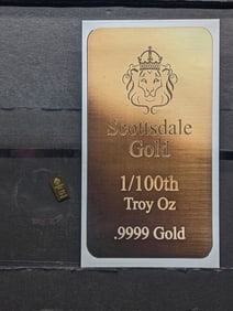 1/100th Troy Oz. .9999 PURE GOLD Scottsdale Designed Miniature Art Bar