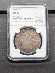 1887 Morgan NGC MS64 Obverse Toned