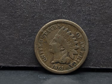 1861 Copper Nickel Indian Head Cent. Better date. Part Liberty.