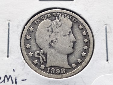 1898-O Barber Quarter Semi Key Date VG+