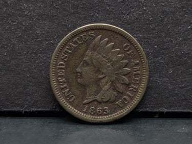 1863 Copper Nickel Indian Head Cent. VF Detail.