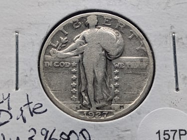 1927-S Standing Liberty Quarter F Only 396,000 Minted