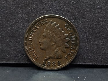 1888 Indian Head Cent Strong Liberty and all diamonds visible.