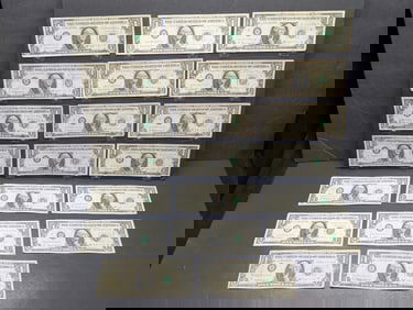 Lot of Twenty 1963 B Series $1.00 Joseph W. Barr Notes