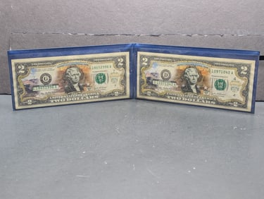 Grand Canyon National Park Colorized 2003 A Series $2.00 Federal Reserve Notes in Display Book (2