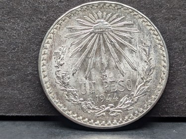 1944 Mexico .720 silver Peso. Choice BU..
