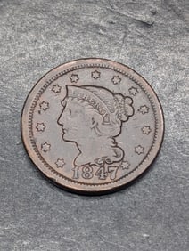 1847/47 Braided Hair Large Cent