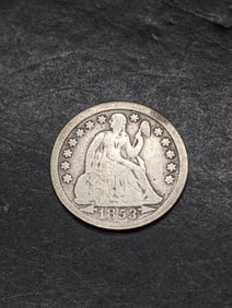 1853 w/ Arrows Seated Liberty Dime **VG**