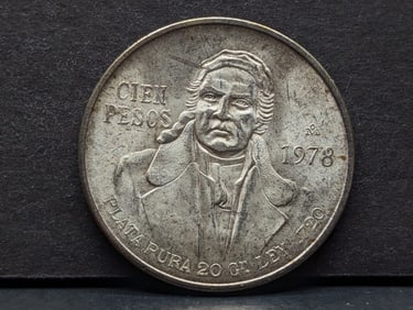 1978 Mexico .720 silver 100 Peso. 20 Grams Pure silver. BU.