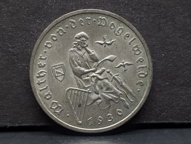 1930 A Germany, Weimer Republic silver 3 Marks. Commemoratives the death of Van Der Vogelweide.