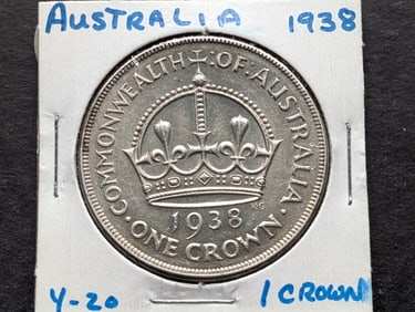 1938 Australia silver Crown. Choice BU.