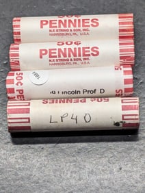 4 Bank Wrapped rolls of 2009 D Lincoln Varieties: Cabin, Splitter, Professional Life, and President.
