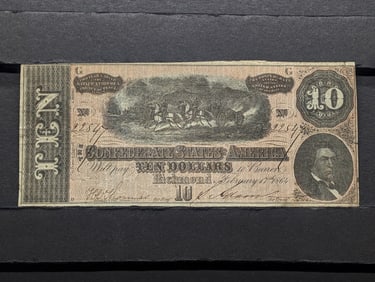 1864 CSA Ten Dollar Note