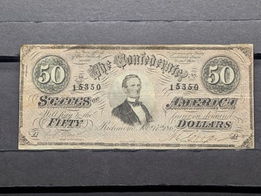1864 Fifty Dollar CSA Note