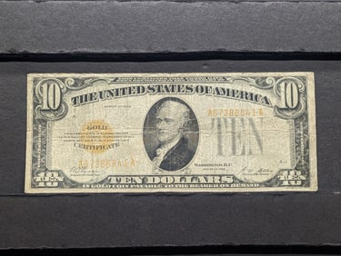 1928 Series Ten Dollar Gold Certificate.