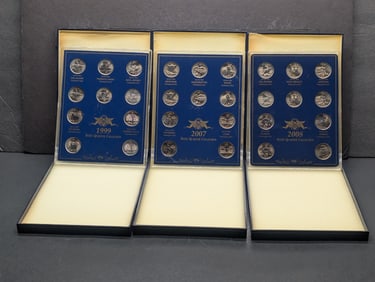 1999, 2007 & 2008 Statehood Quarter Collection in Protective Plastic Displays (3 PCS)