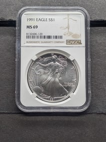 1991 American Silver Eagle - NGC MS69