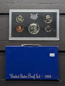 1969-S Proof Set with 40% Kennedy Half. Original government box.