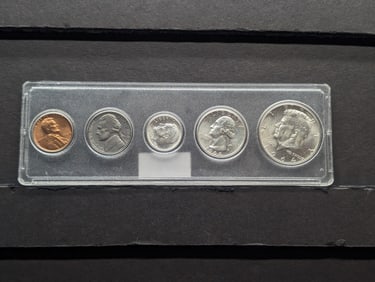 1964 Year Coin Set in Plastic Case - Includes Silver