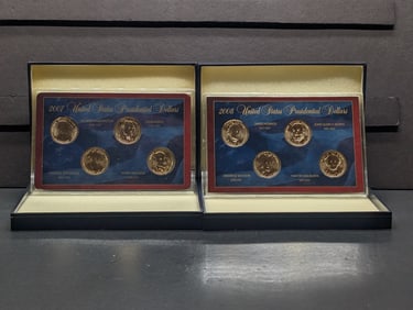 2007 & 2008 Gold *LAYERED* Presidential Dollars Collection in Display Boxes