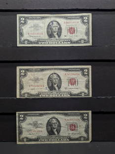 1953, 1953-B, 1963 Series $2.00 RED SEAL Banknotes: 1953, 1953-B, 1963 Series $2.00 RED SEAL Banknotes