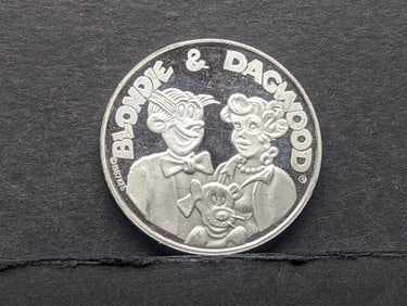 1 Oz. .999 FINE SILVER Blondie & Dagwood Designed Round