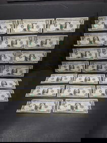Lot of Twenty 1963 B Series $1.00 Joseph W. Barr Notes