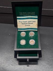 First & Last Indian Head Coin Collection in Wooden Display Box w/ COA (1859 & 1909 Indian Head Cents