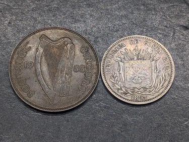 1895 Costa Rica 25 Silver Centavos & 1935 Ireland Republic Penny
