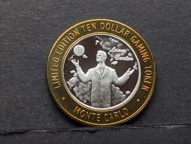 Limited Edition .999 FINE SILVER CENTER Monte Carlo Casino $10 Gaming Token in Capsule