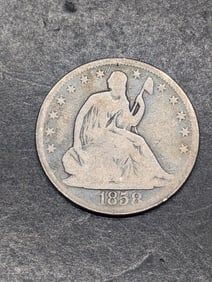 **VG** 1858 w/ Drapery Seated Liberty Half Dollar
