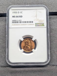1955-D Lincoln Wheat Cent - NGC MS66 RD: 1955-D Lincoln Wheat Cent - NGC MS66 RD