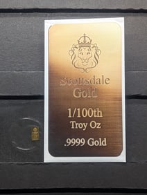 1/100th Troy Oz. .9999 PURE GOLD Scottsdale Designed Miniature Art Bar