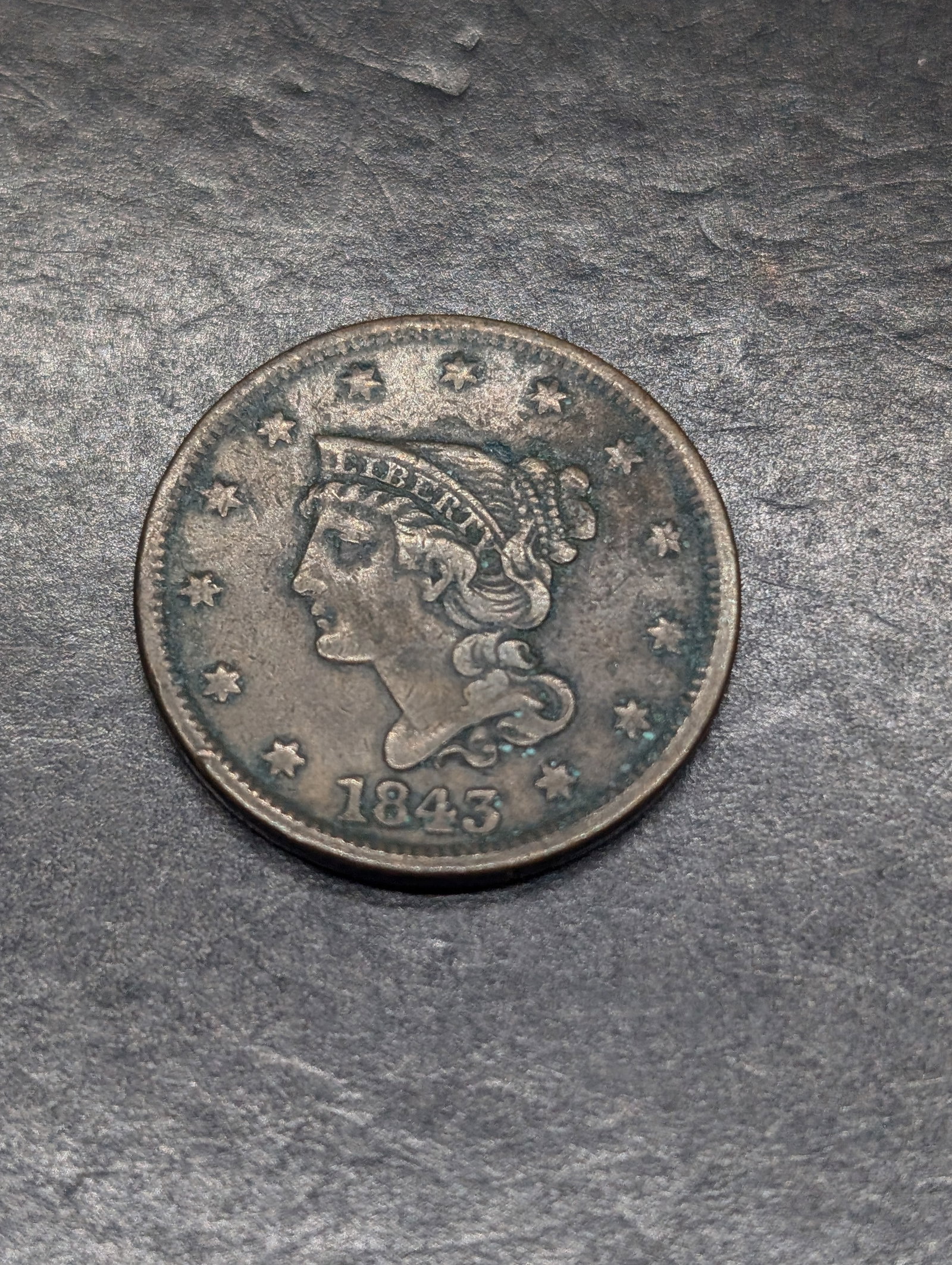 1843 Braided Hair Large Cent (1 of 2)