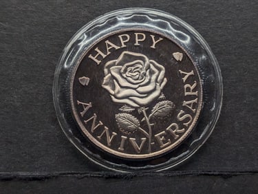 1 Oz. .999 FINE SILVER Happy Anniversary Designed Round