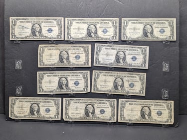 (2) 1935-A, (2) 35-E, (5) 35-F, (1) 35-G Series $1.00 Silver Certificates