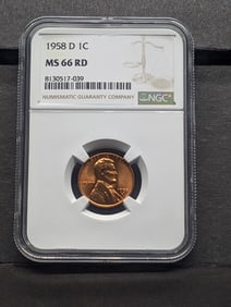 1958-D Lincoln Wheat Cent - NGC MS66 RD