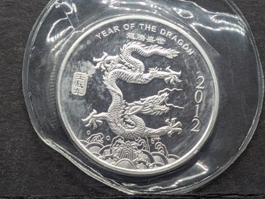 1 Oz. .999 FINE SILVER Year of the Dragon Designed Round