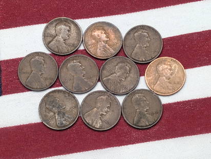 (10) 1910 Lincoln Cents: (10) 1910 Lincoln Cents