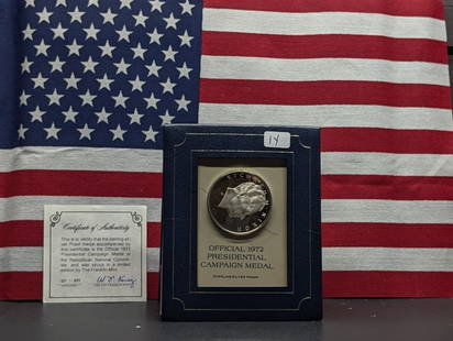 1972 Official Presidential Campaign Medal - Nixon - 1+ oz .925: 1972 Official Presidential Campaign Medal - Nixon - 1+ oz .925