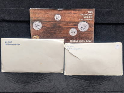 1975 P & D 1981 P & D 1985 P & D United States Mint Sets With Original Gov't Packaging. 37 Coins.: 1975 P & D 1981 P & D 1985 P & D United States Mint Sets With Original Gov't Packaging. 37 Coins.