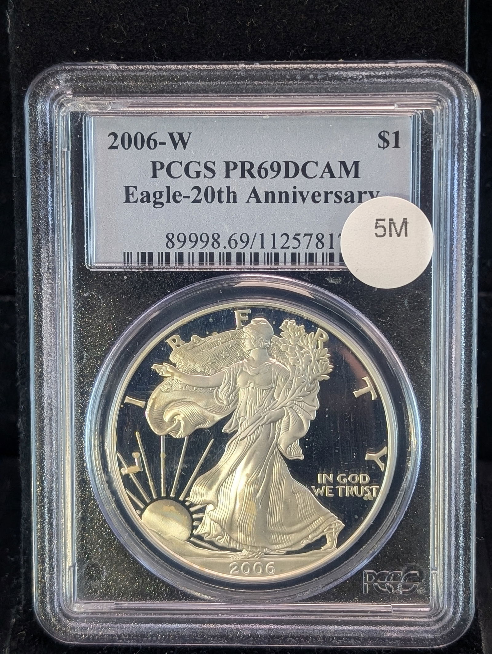 2006-W 20th Anniv. Proof Silver American Eagle Graded PR69DCAM By PCGS Grading Company. (1 of 3)
