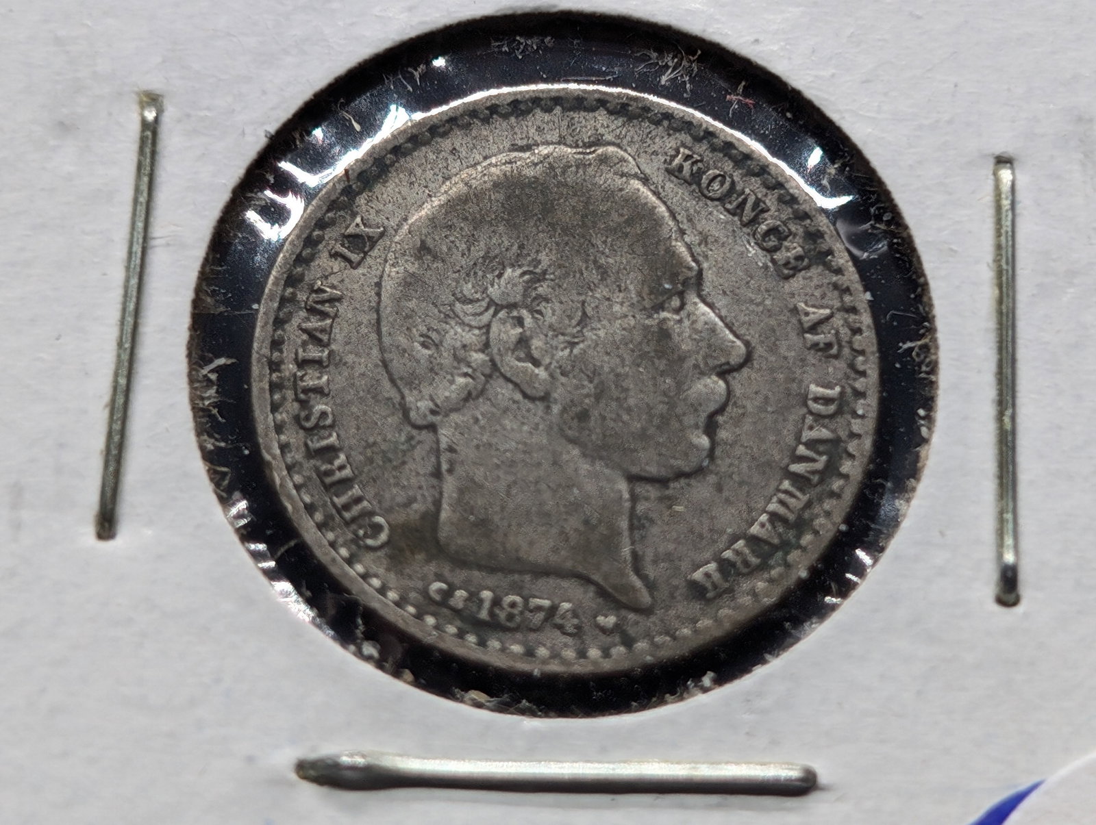 1874 Denmark Silver 25 Ore - 60% Silver: 1874 Denmark Silver 25 Ore - 60% Silver
