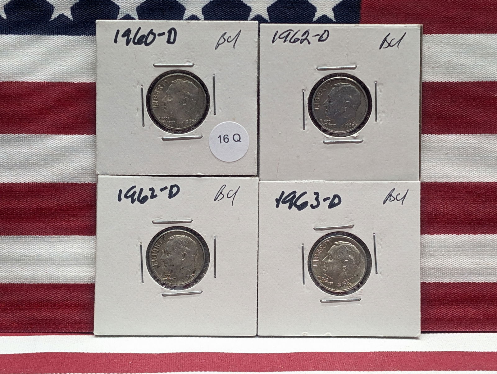 (4) Roosevelt Silver Dimes 1960-D, (2) 1962-D, 1963-D (1 of 5)