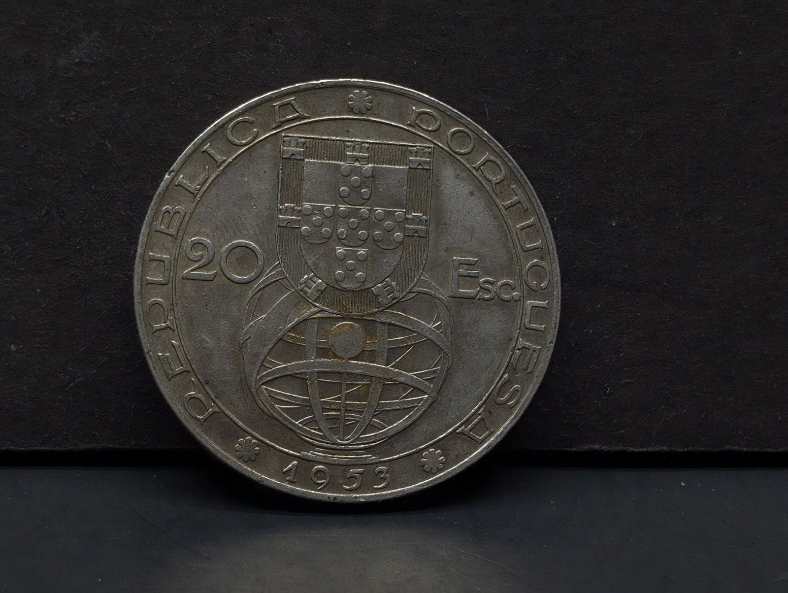 RARE 1953 Portugal Silver 20 Escudos. ONE Year Type. Low Mintage (1 of 2)