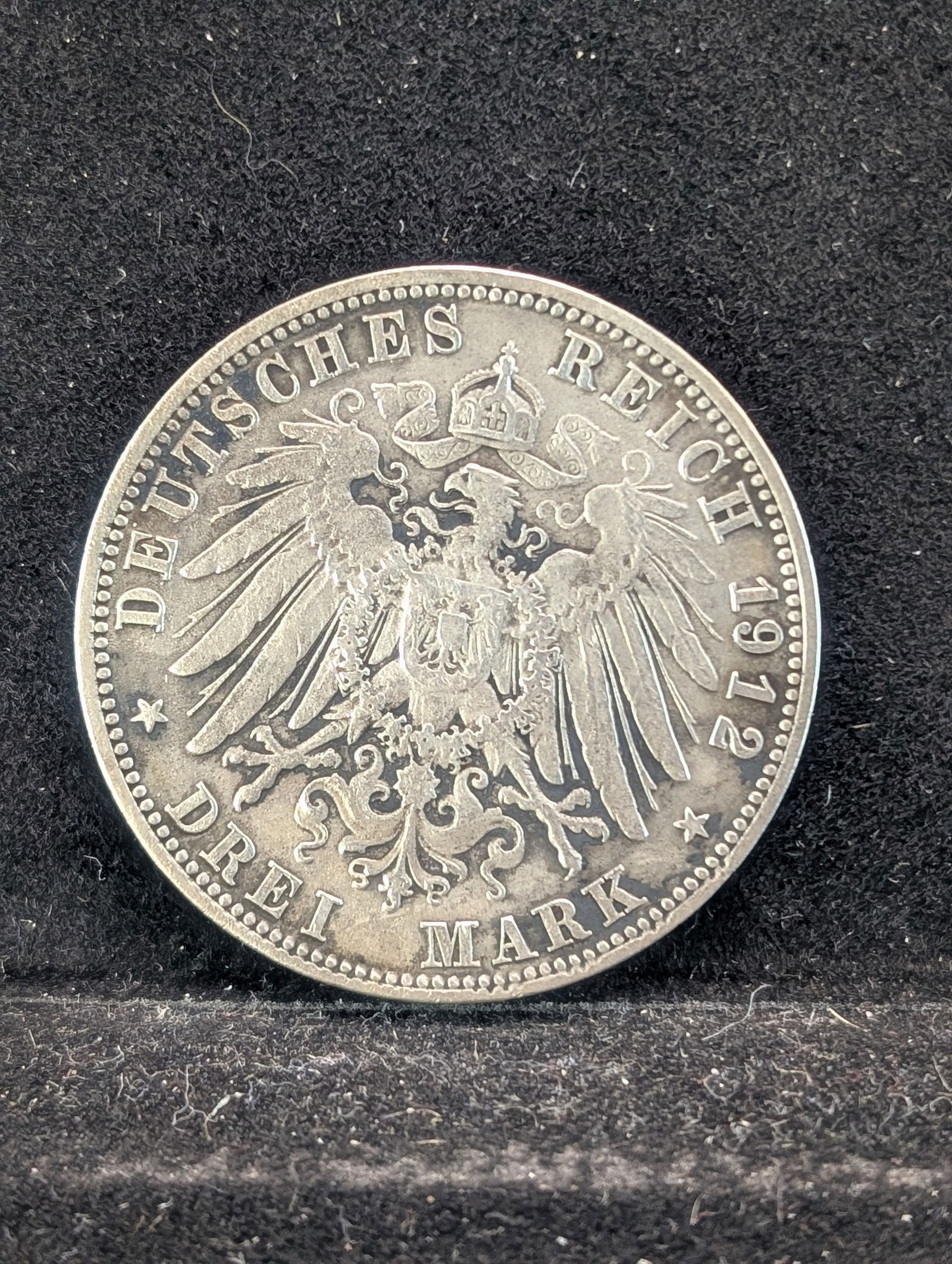 1912-D Bavaria German State 3 Marks Sterling Silver (.925) Coin. Otto Von Bayern Portrait. (1 of 2)